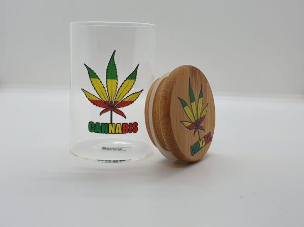 Pot en verre Qbak couvercle bambou motif canna accessoire greenland (7)